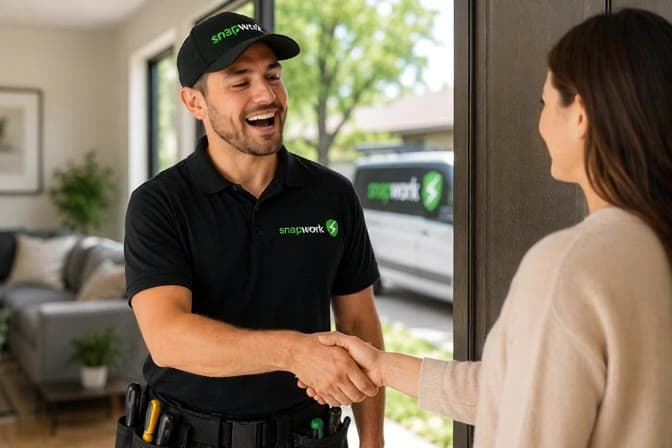 A SnapWork professional arriving at a customer property
